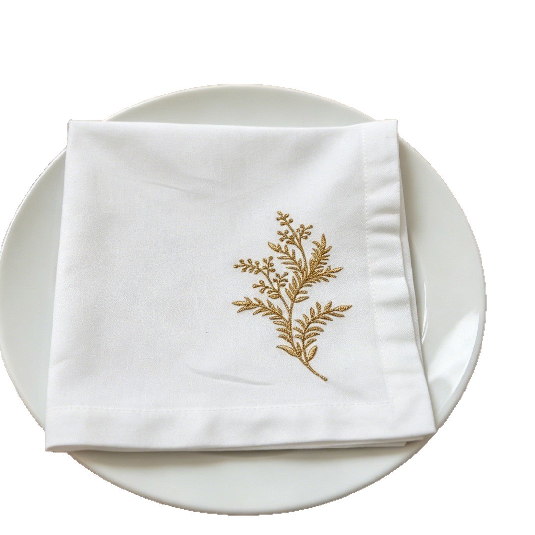 Linen Napkin Set - مناديل قماشية من القطن والكتان، بيضاء،