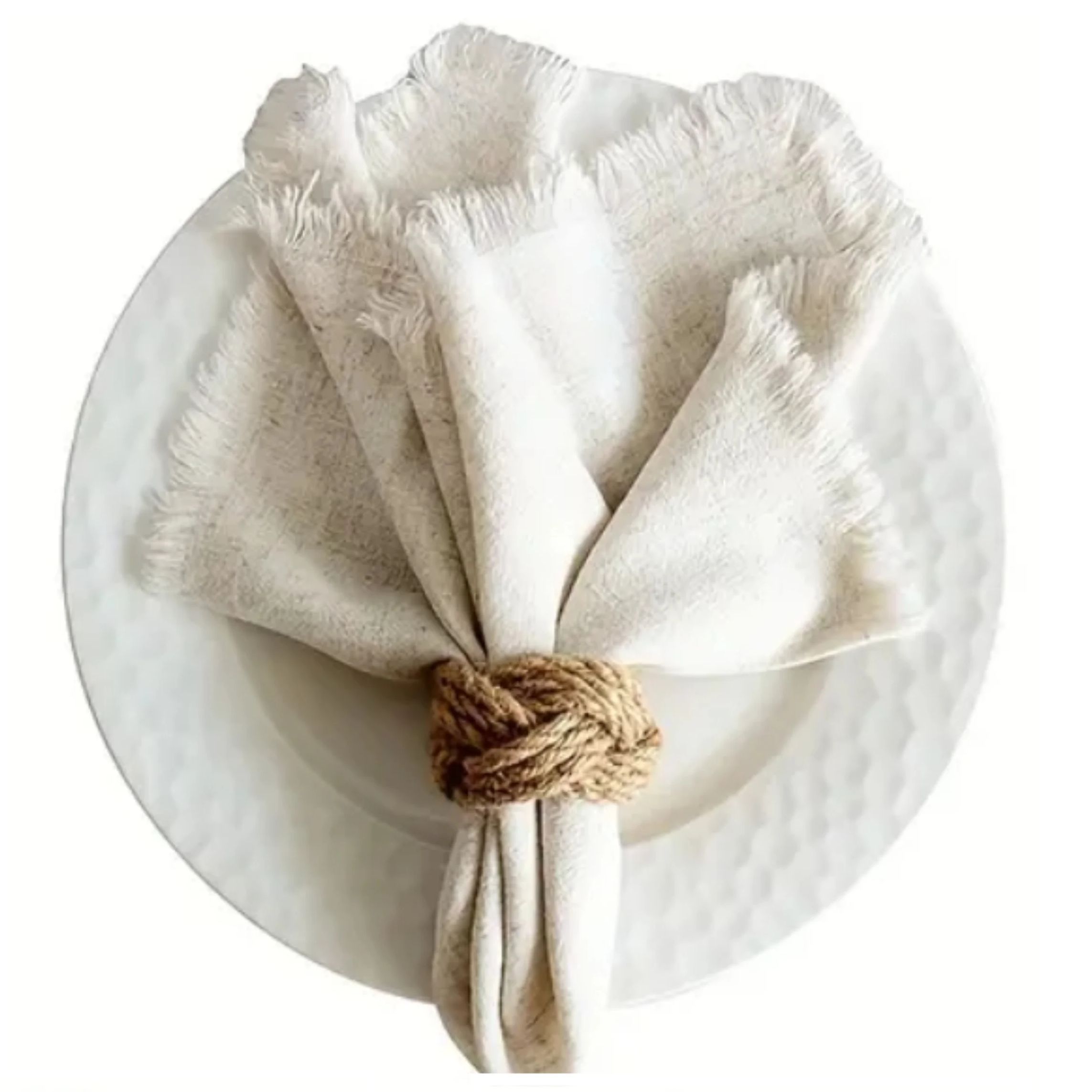 مجموعة حلقات منديل مضفرة من ال - مراجعة Linen Napkin Set وسعره