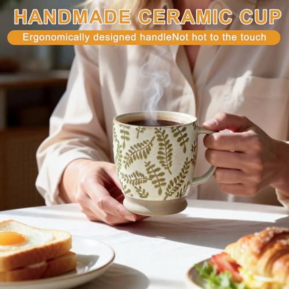 كوب قهوة سعة 18 أونصة هدية للن - مراجعة Handmade Ceramic Mug وسعره