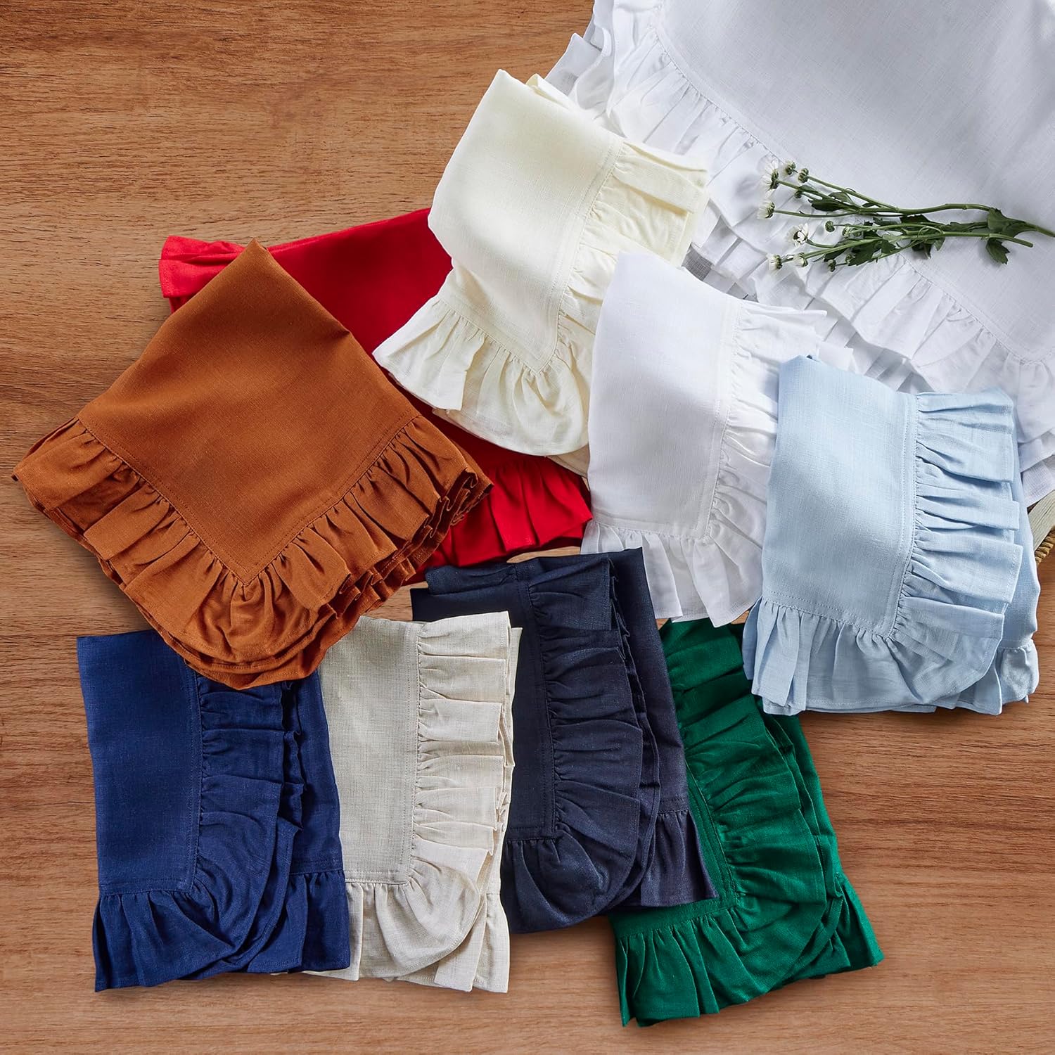 مجموعة من 4 مناديل عشاء مكشكشة - مراجعة Linen Napkin Set وسعره