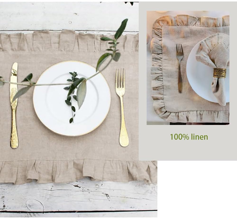 مجموعة من 4 مناديل عشاء مكشكشة - مراجعة Linen Napkin Set وسعره