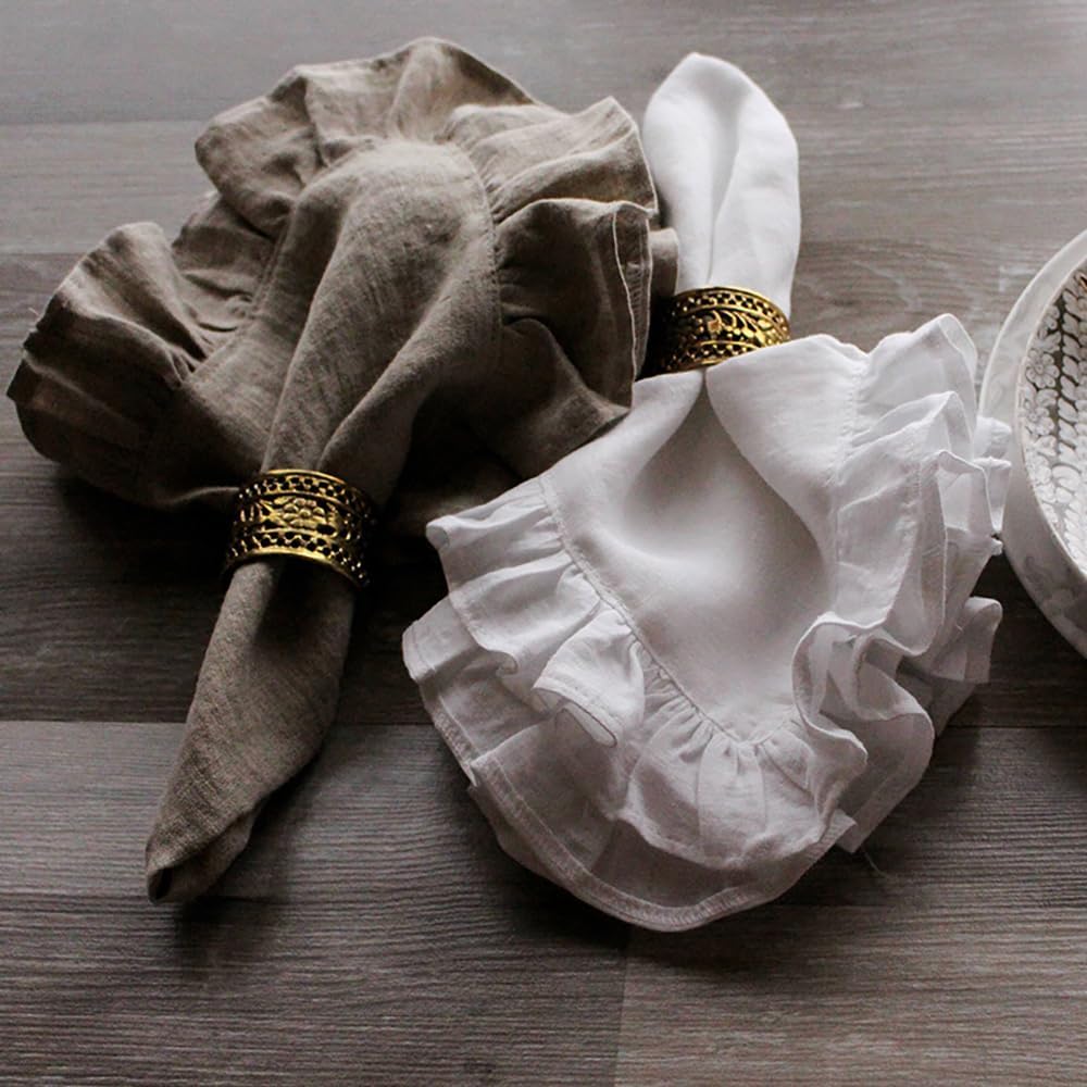 مجموعة من 4 مناديل عشاء مكشكشة - مراجعة Linen Napkin Set وسعره