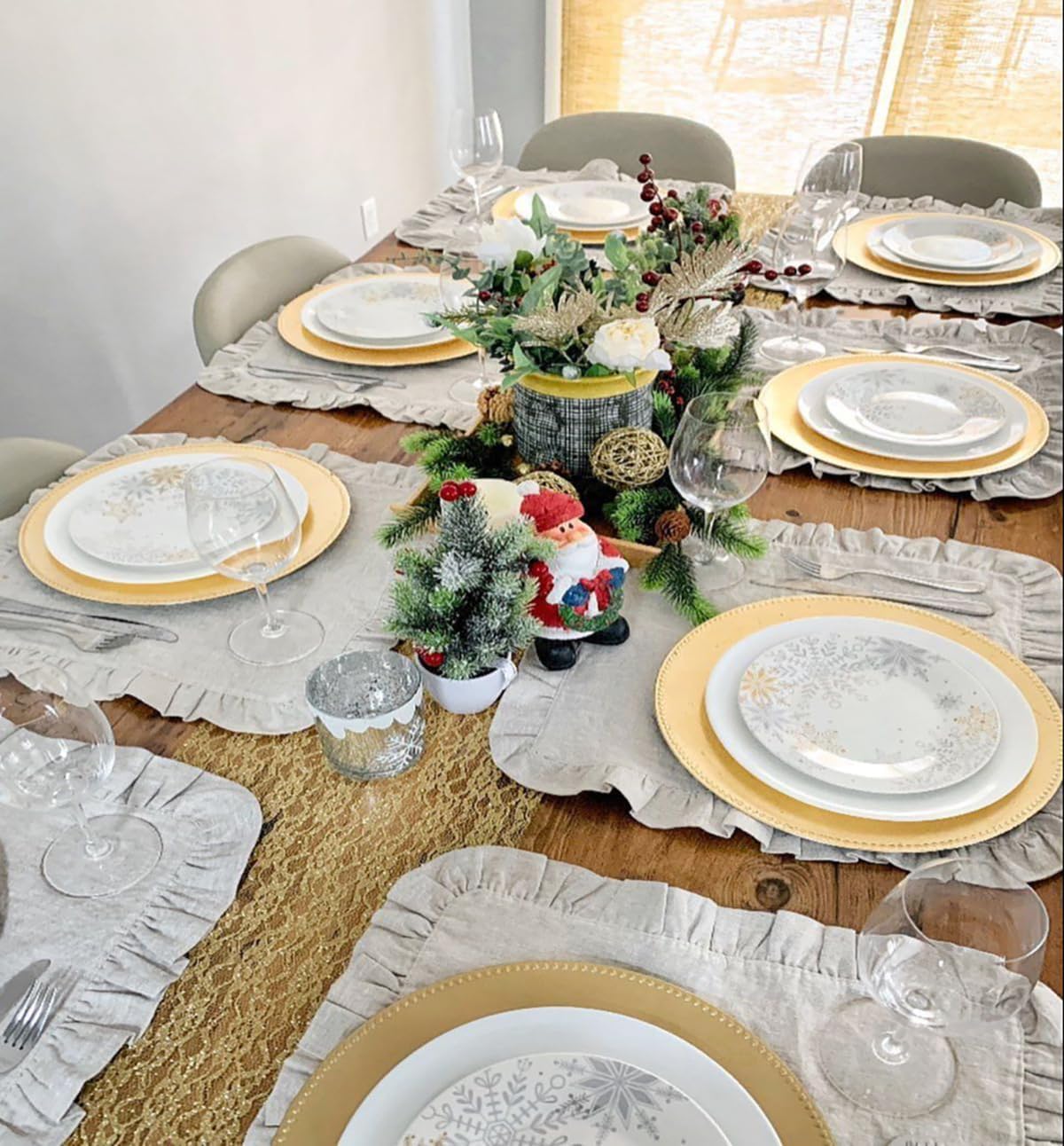 مجموعة من 4 مناديل عشاء مكشكشة - مراجعة Linen Napkin Set وسعره