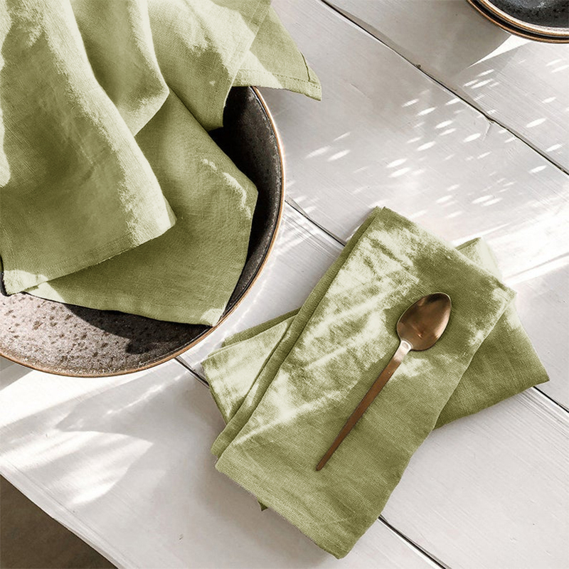 4 قطع مناديل من الكتان 100%، ل - مراجعة Linen Napkin Set وسعره