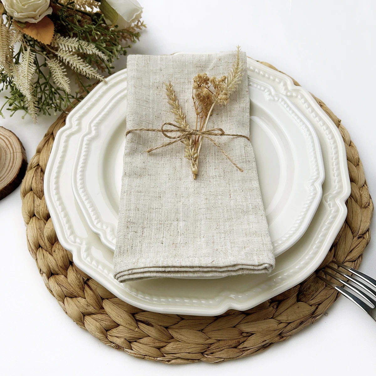 مجموعة من 6/10/12 مناديل كتان  - مراجعة Linen Napkin Set وسعره