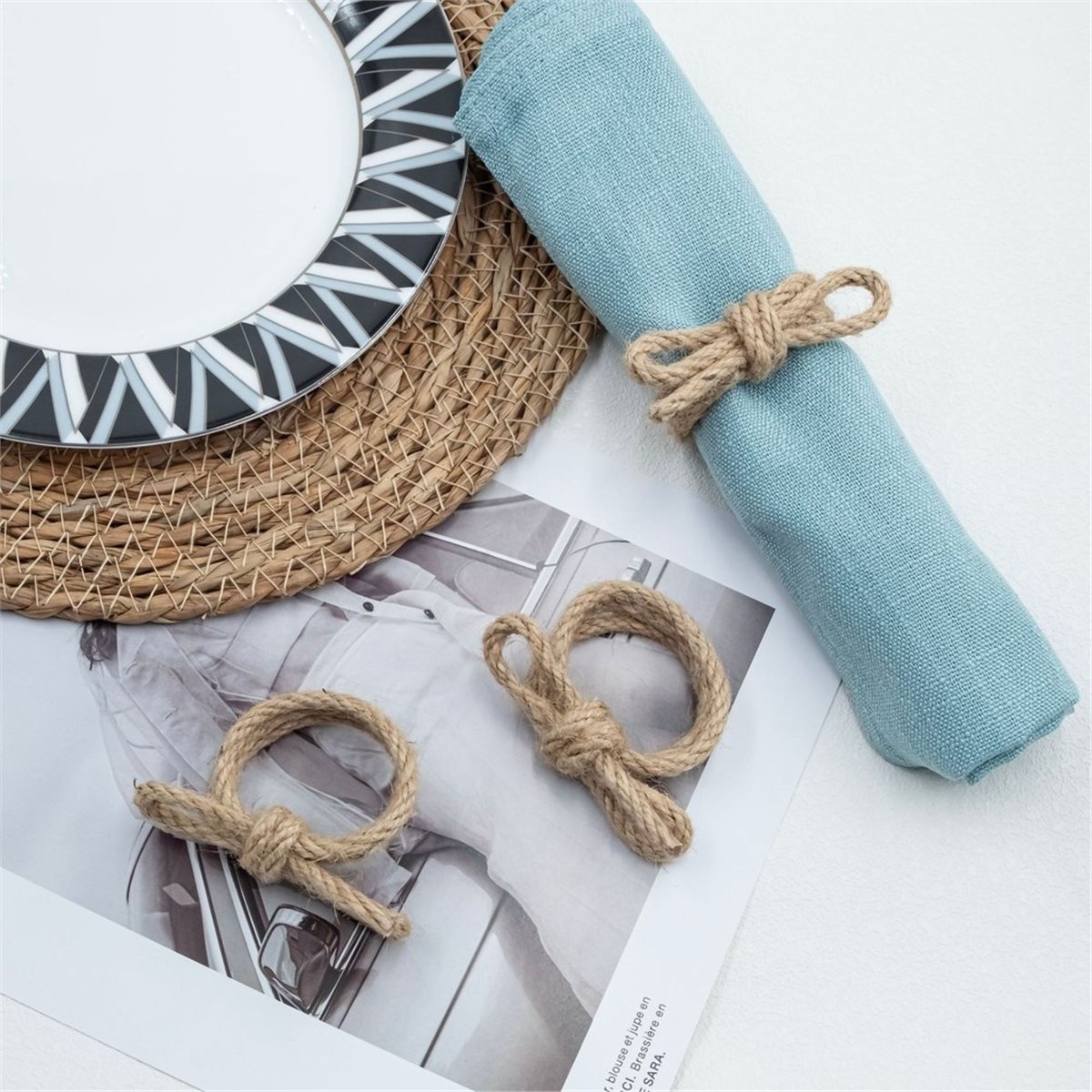 12 قطعة من حلقات المناديل المص - مراجعة Linen Napkin Set وسعره